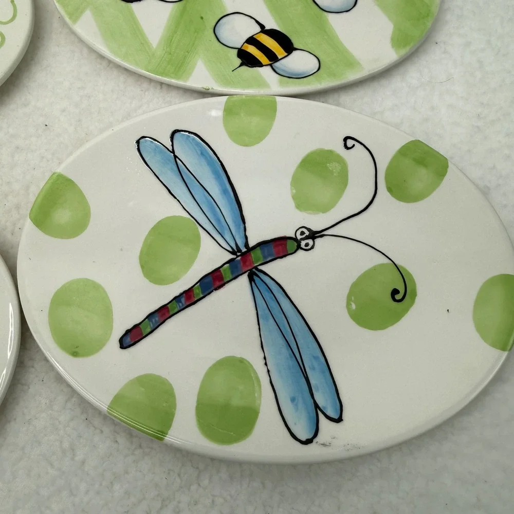 Boston Warehouse Jill Seale Bugs & Bees Oval Plate Set 4 Ceramic 07439 2004